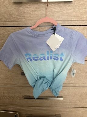 Paco Rabanne Pastel Ombre "Realist" Tie-Front Tee - Lavender & Light Blue